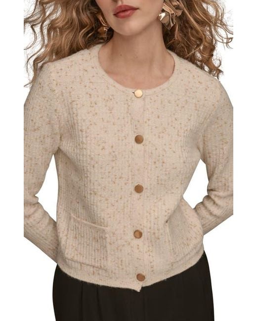 Donna Karan Natural Metallic Cardigan