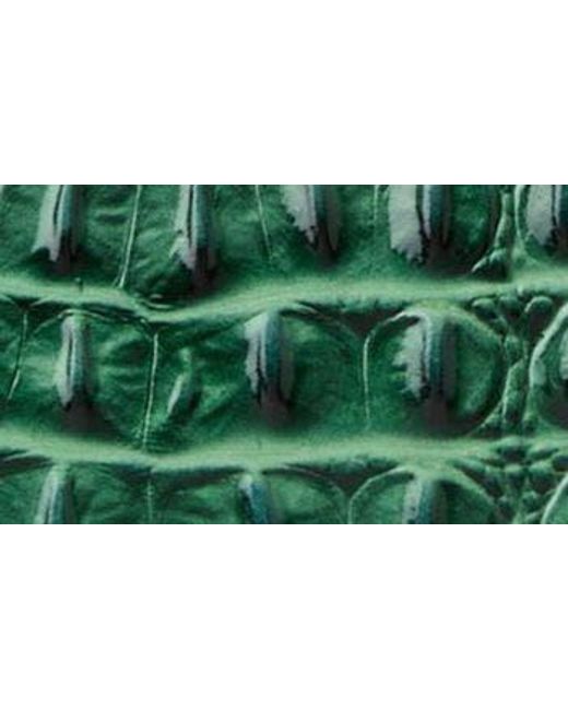 Brahmin Green Daisy Croc Embossed Leather Wristlet