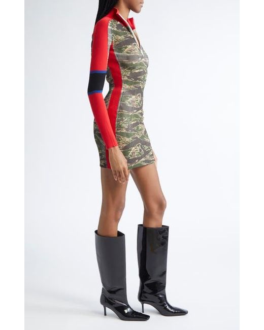 DIESEL Multicolor M-Camok Long Sleeve Rib Minidress