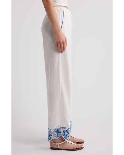 Rails Blue Tildi Shell Embroidered Cotton & Linen Pants