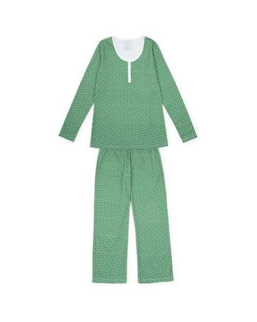 Lila and Hayes Green Calli Pajama Longsleeve Top Pants Set