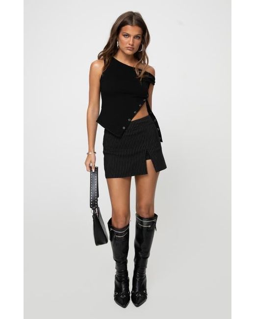 Princess Polly Black Karre One-Shoulder Side Snap Top