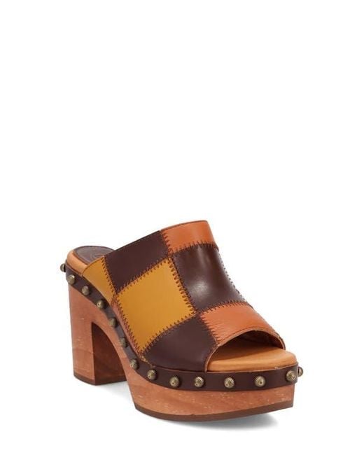 Dingo Brown Mosaic Platform Slide Sandal
