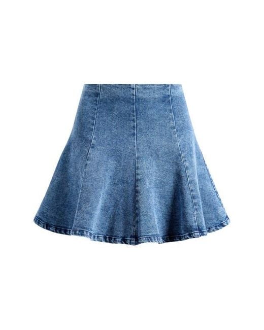 Steve Madden Blue Hadley Flare Denim Miniskirt