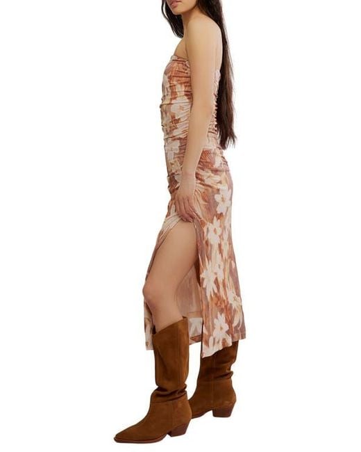 Free People Brown Presley Strapless Midi Dress