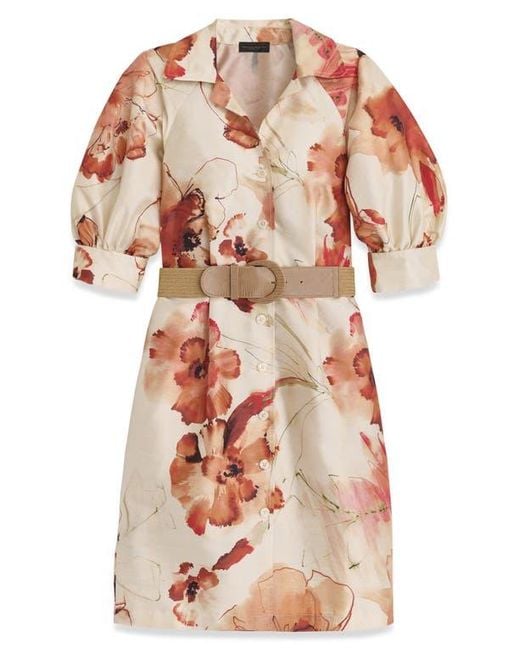 Donna Karan Brown Floral Print Shirtdress