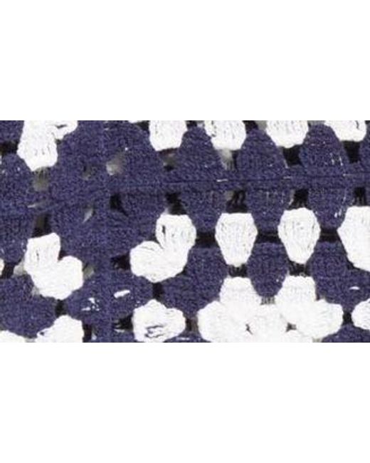 FRAME Blue Tassel Crochet Sleeveless Sweater