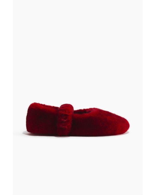 H&M Red Fluffy Slippers
