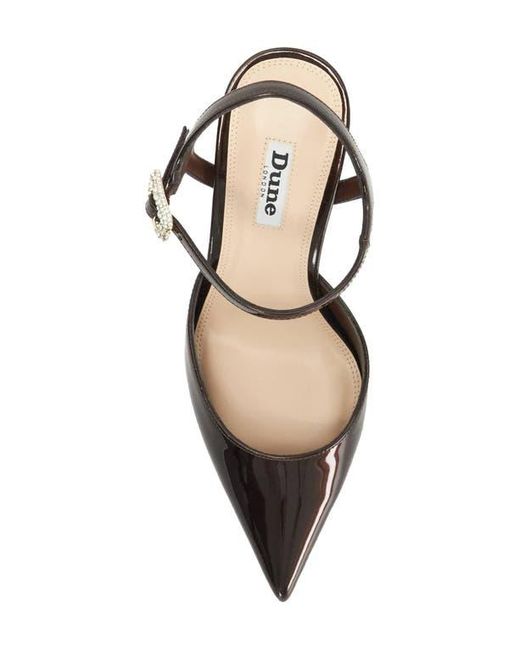 Dune Brown Channel Ankle Strap Pointed Toe Pump