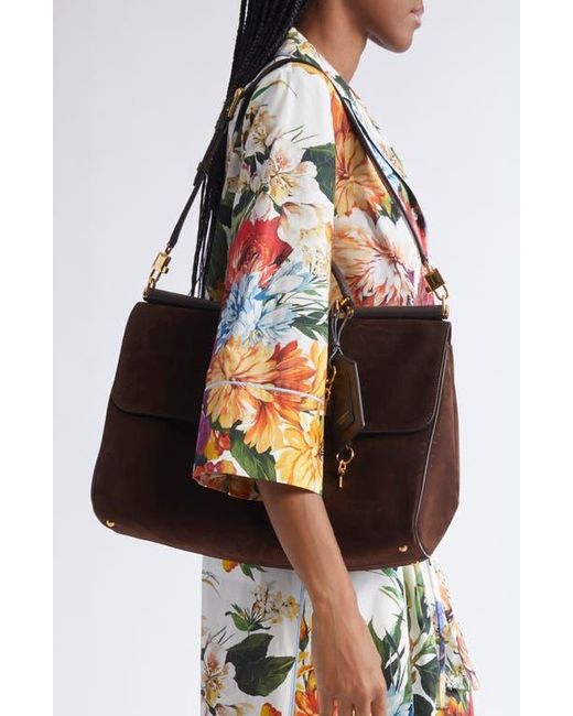 Dolce & Gabbana Brown My Sicily East/West Suede Handbag