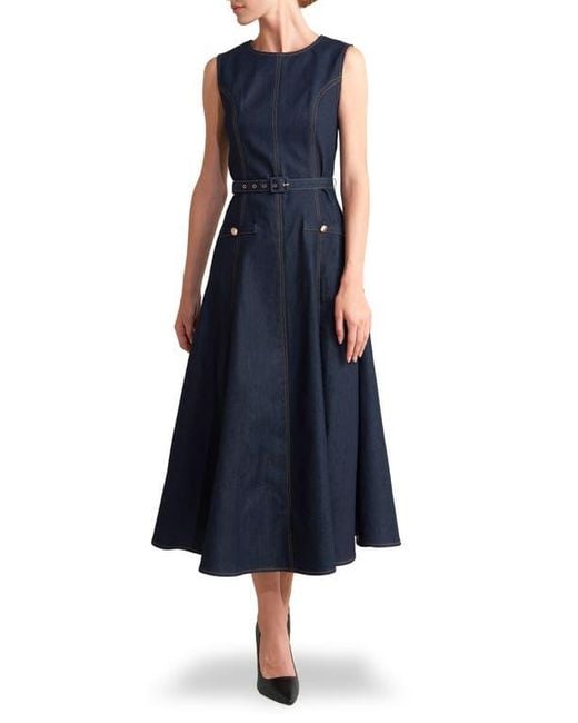 FREEMARKET Blue A-Line Denim Midi Dress