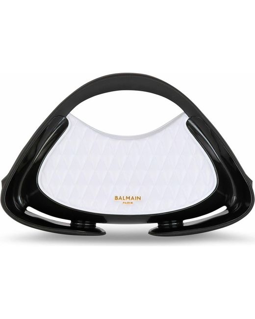 Balmain White Two-Tone Quilted Medium Jolie Madame Bag