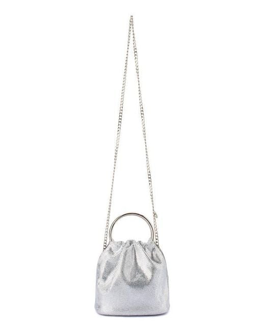 Olga Berg Gray Mabel Crystal Top Handle Clutch
