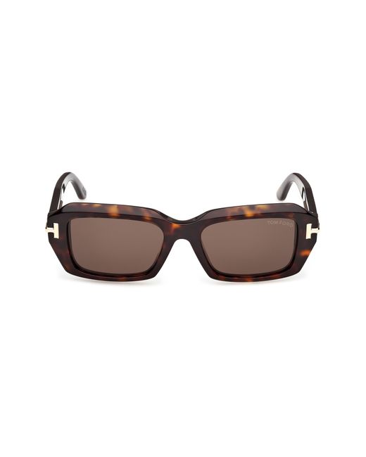 Tom Ford Brown 53Mm Rectangular Sunglasses