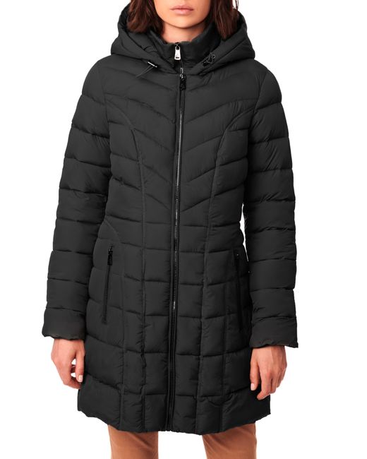 Bernardo Water Resistant Packable Hooded Puffer Coat With Removable Bib Insert in Black Lyst