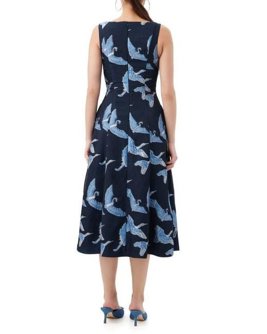 Trina Turk Valor Crane Midi Dress in Blue Lyst