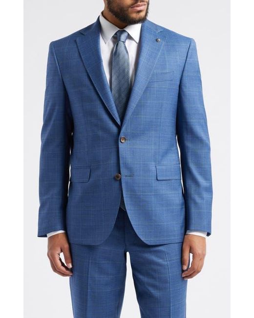 Jack Victor Blue Esprit Mélange Plaid Super 120S Wool Suit for men