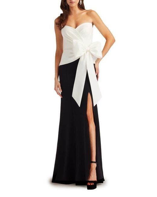 Tadashi Shoji Black Strapless Stretch Crepe Gown