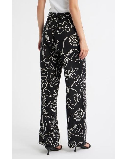 Mango Black Liza Print Wide Leg Pants