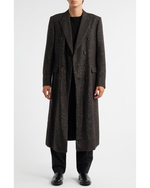 Tom Ford Black Sequined Light Bouclé Double Breasted Topcoat for men