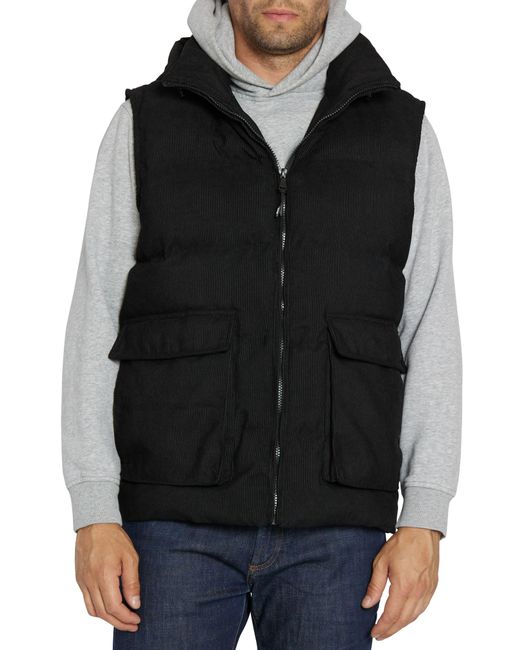Sean John Corduroy Utility Hooded Puffer Vest in Black for Men Lyst