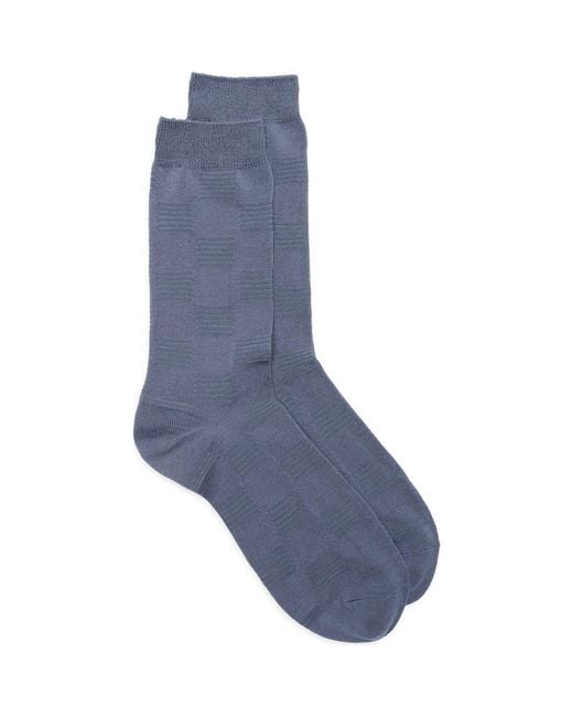 Nordstrom Blue Textured Check Viscose Blend Socks for men