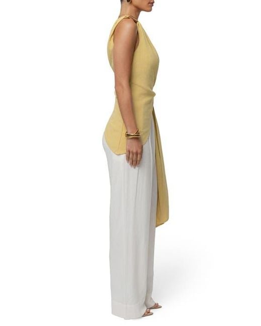 JLUXLABEL Yellow Palmera One-Shoulder Top