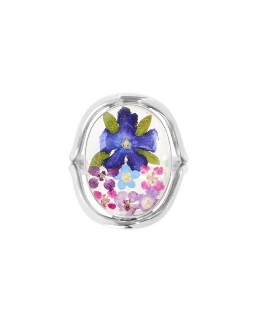 ATHRA LUXE White Dried Flowers Oval Ring