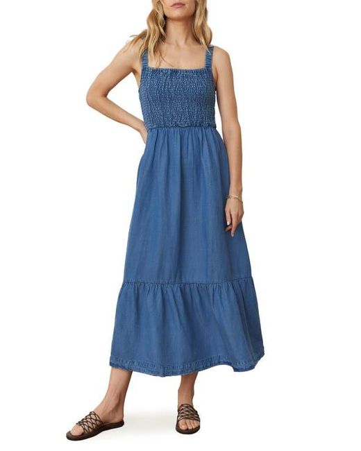 Marine Layer Blue Selene Smocked Sleeveless Maxi Dress