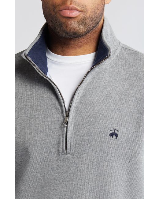 Brooks Brothers Gray Rib Cotton Half Zip Pullover for men