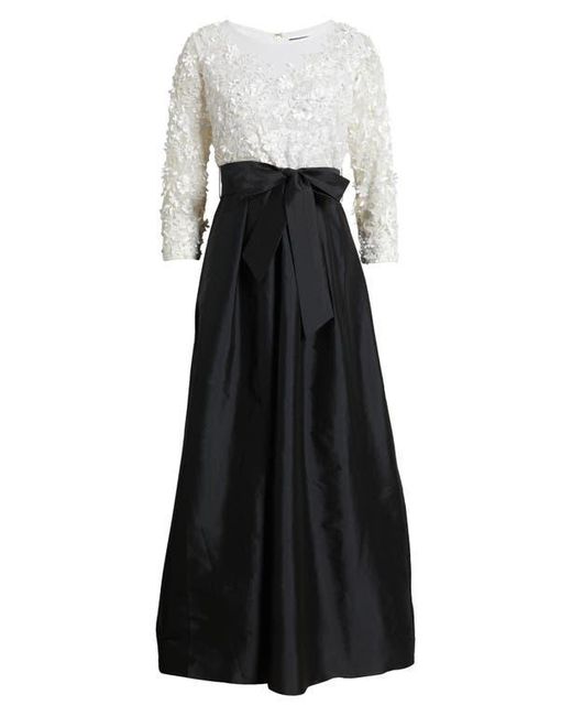 Pisarro Nights Black 3D Floral Bodice Beaded Gown