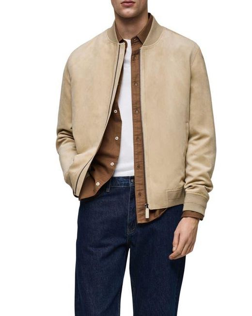 Mango Natural Faux Suede Bomber Jacket for men