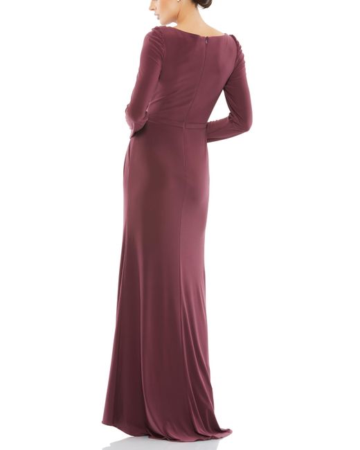Mac Duggal Red Long Sleeve Jersey Trumpet Gown
