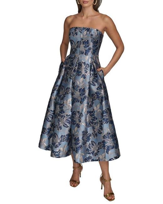 strapless fit and flare midi dress Strapless Fit-And-Flare Silhouette Folded Bust Detail Midi-Length Dress White main image 1