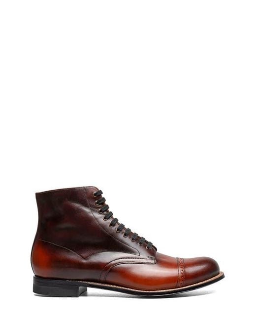 Stacy Adams Brown Madison Cap Toe Lace Up Boot for men