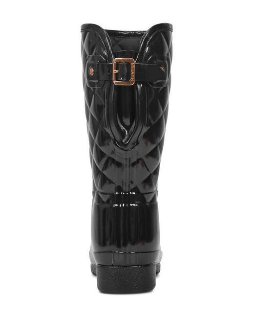 Hunter Black Refined High Gloss Quilted Short Waterproof Rain Boot
