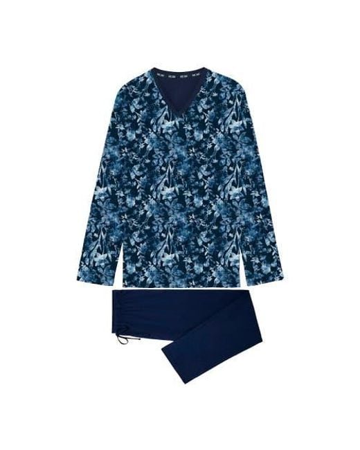 Hom Blue Compiegne Long Pajama Set for men