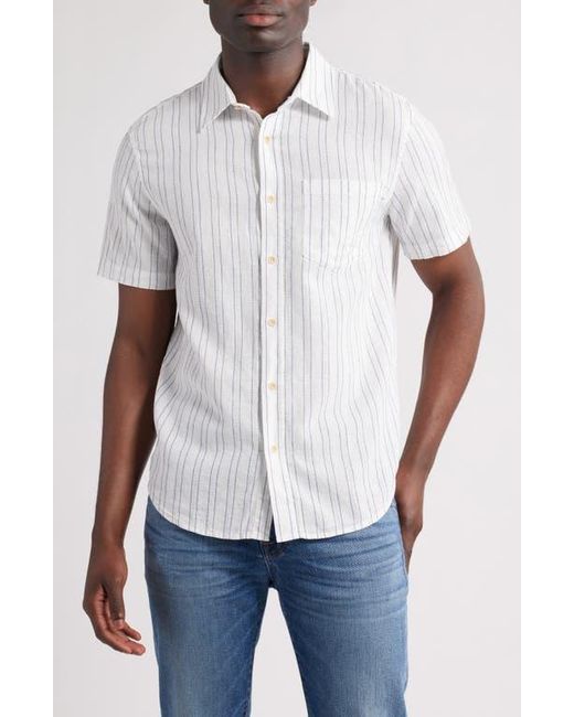 AG Jeans White Aiden Stripe Short Sleeve Button-Up Shirt for men