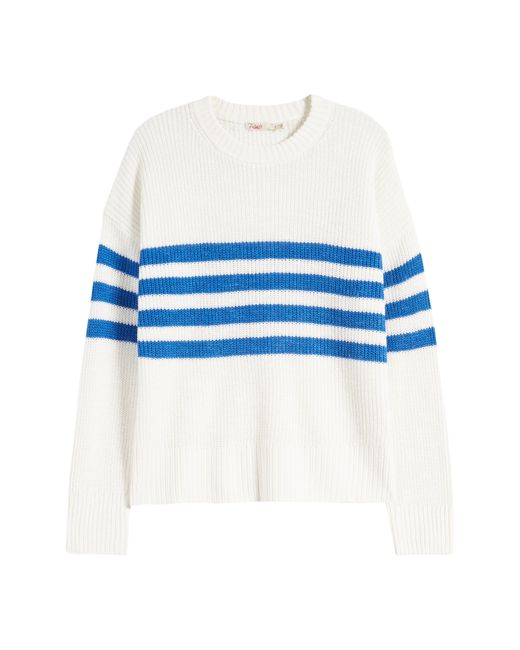 Faherty Brand Blue Miramar Stripe Linen & Organic Cotton Sweater