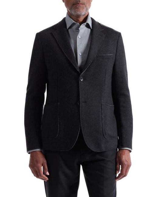 Bugatchi Black Wool Blend Laser Cut Blazer for men
