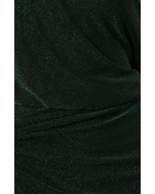 Petal & Pup Green Santiago Metallic Side Tie One-Shoulder Midi Dress