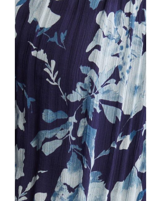 Rails Blue Nessie Pleated Floral Top
