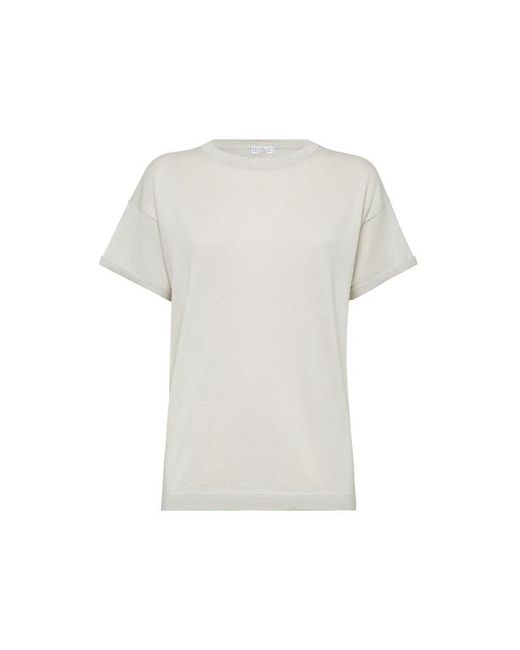 Brunello Cucinelli White Cashmere And Silk Lightweight Sweater