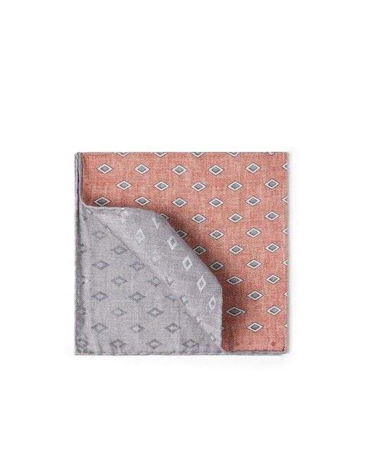 Brunello Cucinelli White Silk Pocket Square With Pattern for men