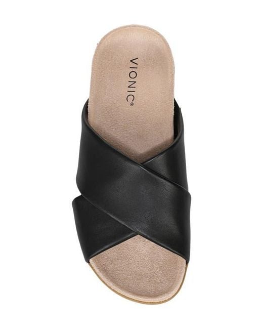 Vionic Black Etna Crossover Slide Sandal