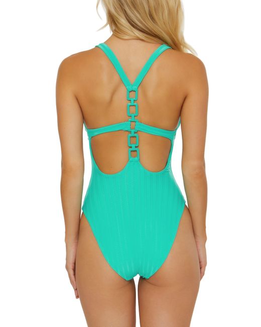 Isabella Rose Blue Capri Isle Textured One-piece Swimsuit