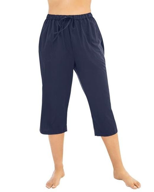 Swim 365 Blue Taslon Cover Up Capri Pant