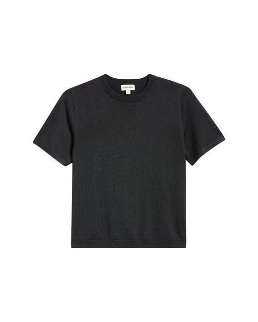 Open Edit Black Short Sleeve Crewneck Sweater for men
