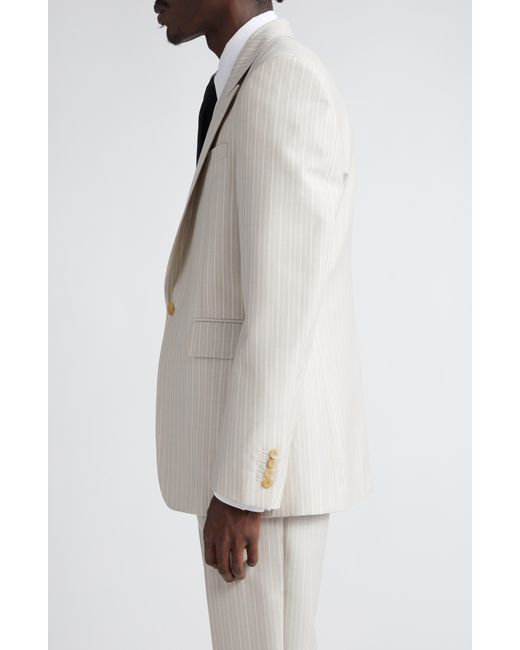 Alexander McQueen Natural Pinstripe Wool & Mohair Barathea Sport Coat for men