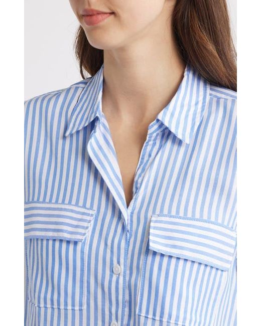 Beach Lunch Lounge Blue Fallon Crop Button-Up Shirt